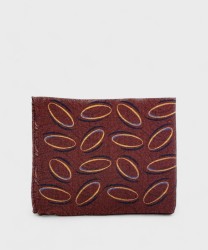 Arcuri pocket square in wool and silk, burgundy circle pattern