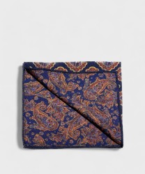 Arcuri pocket square in wool and silk, blue square flower