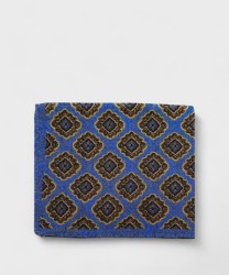 Arcuri pocket square in wool and silk, blue square flower