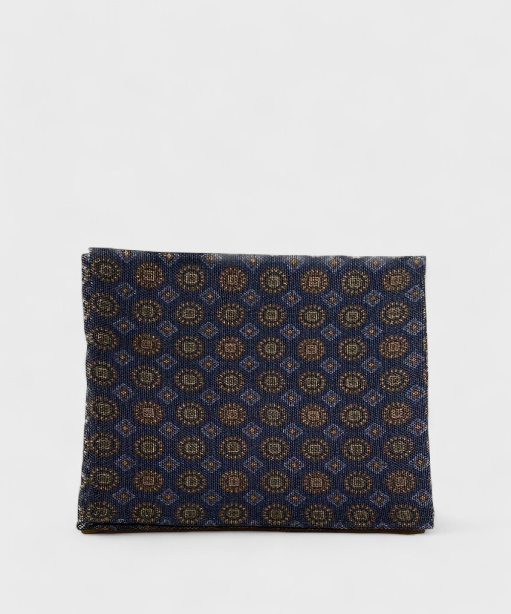 Arcuri pocket square in wool and silk, dark...