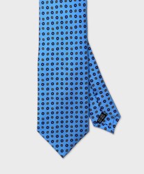 Arcuri three fold silk tie, blue and brown flower pattern
