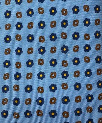 Arcuri three fold silk tie, blue and brown flower pattern