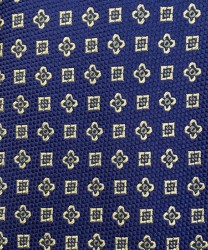 Arcuri three fold silk tie, blue gold pattern