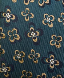 Arcuri three fold silk tie, green rust flowers pattern