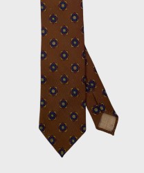 Arcuri three-fold wool tie, unlined, brown diamond pattern