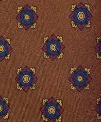 Arcuri three-fold wool tie, unlined, brown diamond pattern