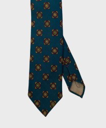 Arcuri three-fold wool tie, unlined, green diamond pattern