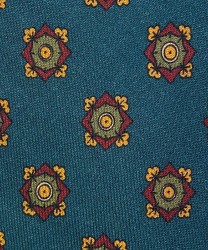 Arcuri three-fold wool tie, unlined, green diamond pattern