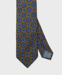 Arcuri three-fold wool tie, unlined, brown flower pattern