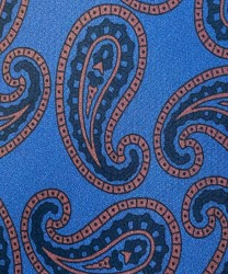 Arcuri three fold tie in silk satin, blue cashmere pattern