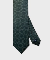 Arcuri three fold tie in satin silk, green flower pattern