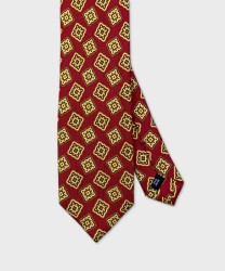 Arcuri three fold silk tie, red checked pattern
