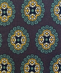Arcuri three fold silk tie, brown green flowers pattern