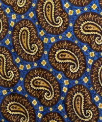 Arcuri three fold silk tie, blue brown cashmere pattern