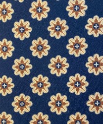 Arcuri cravatta tre pieghe in lana e seta, fantasia blu fiore