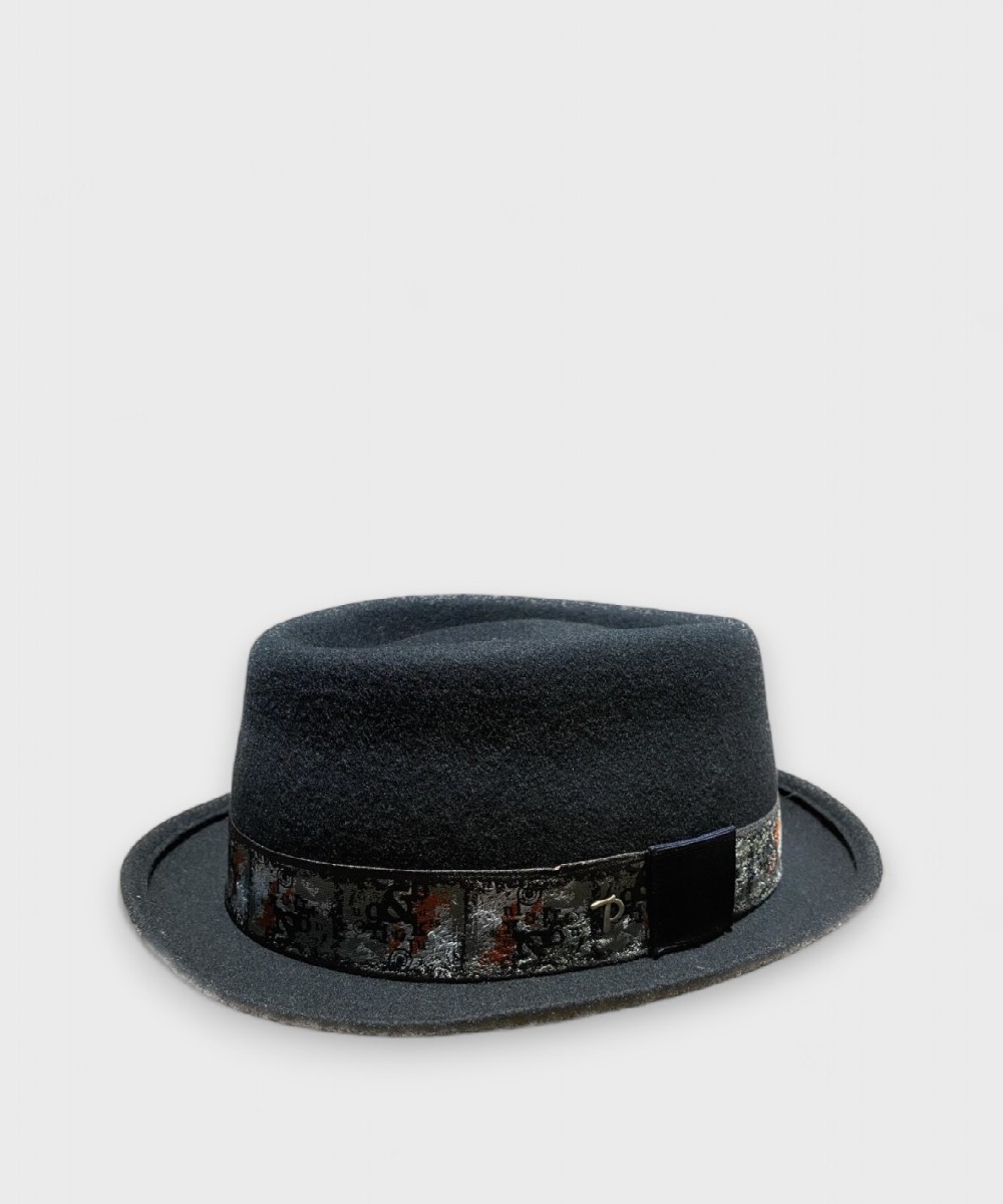 Panizza Imperia cappello trilby feltro lana, blu