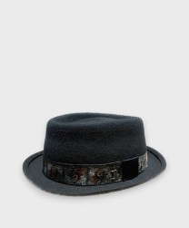 Panizza Imperia cappello trilby feltro lana, blu