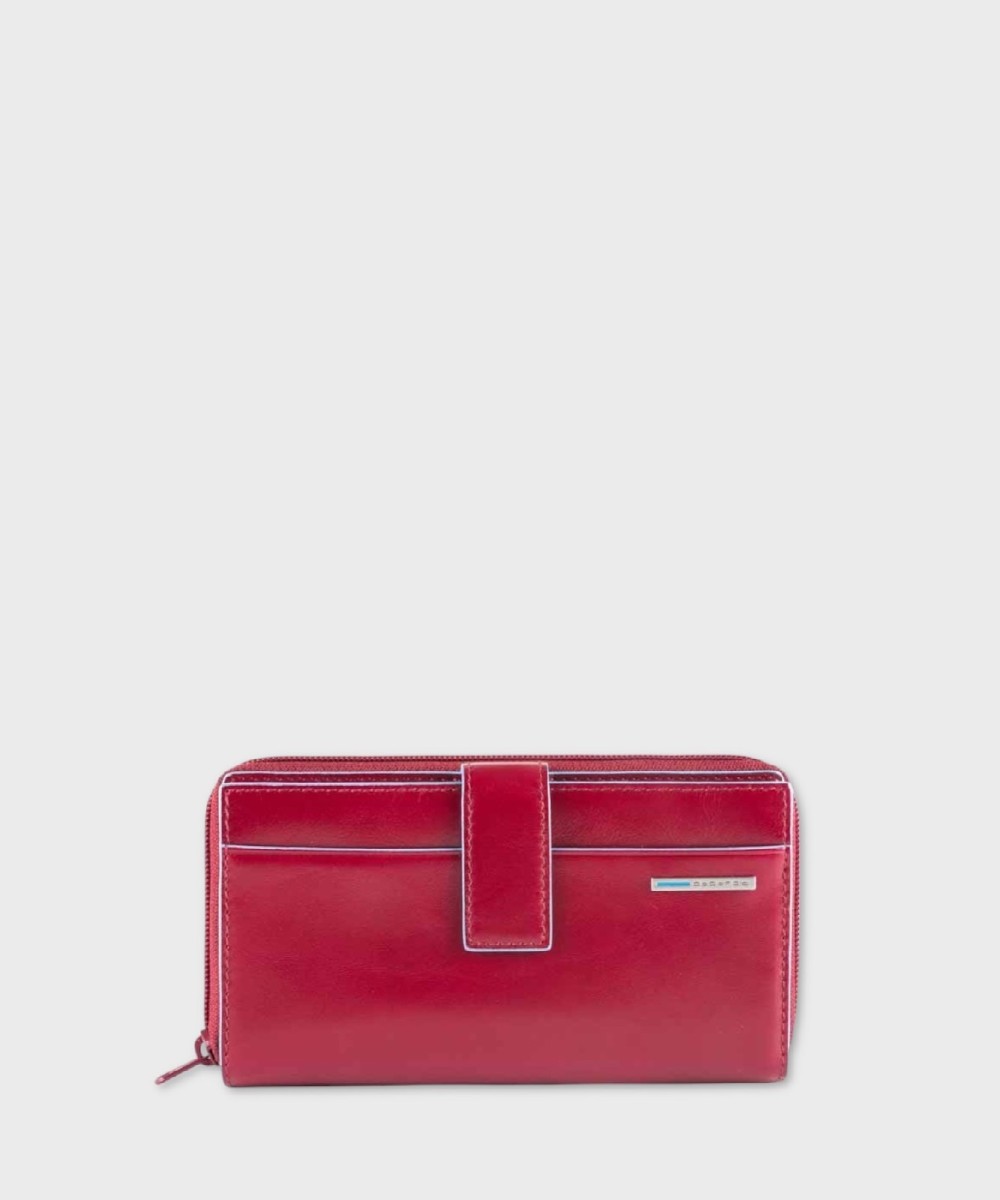 Piquadro Blue Square zip-up wallet, red
