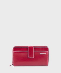 Piquadro Blue Square zip-around wallet, red