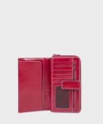 Piquadro Blue Square zip-around wallet, red