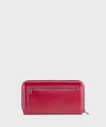 Piquadro Blue Square portafogli a libro con zip in pelle rosso