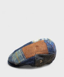 Panizza Peaked British wool cap, multicolor patchwork