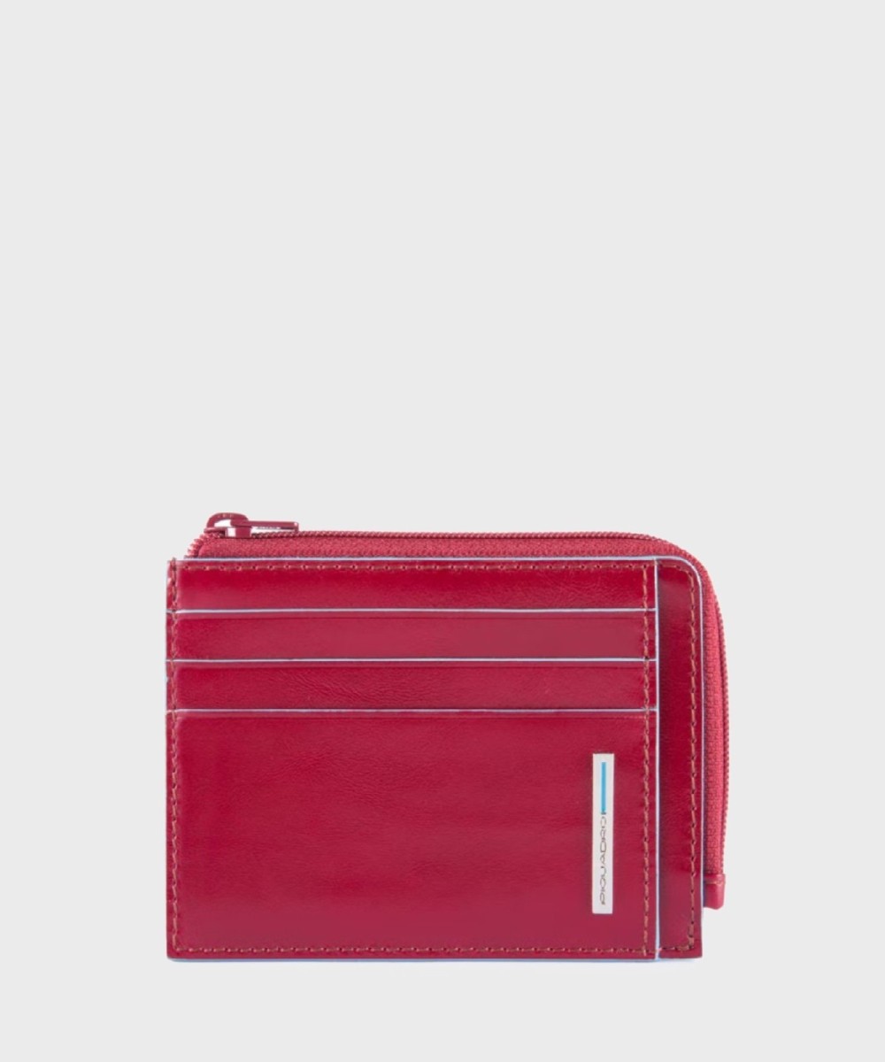 Piquadro Blue Square 6cc zip pouch, red