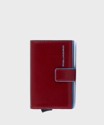 Piquadro Blue Square BL compact wallet, 6+2cc and banknotes, red