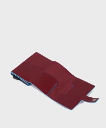 Piquadro Blue Square BL compact wallet, 6+2cc and banknotes, red