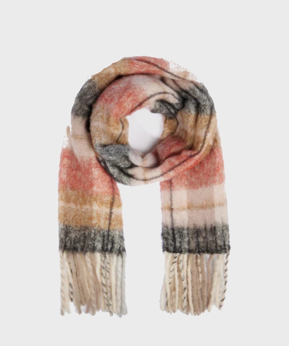 Piquadro Brillo plaid scarf wool blend, pink