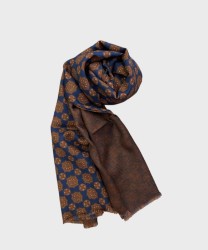 Arcuri double-face silk and wool scarf with atlas pattern