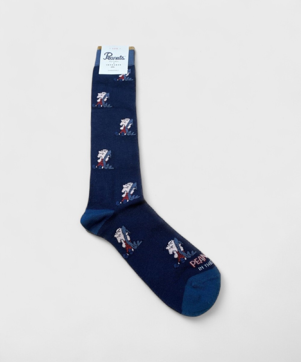 In The Box Peanuts Linus Long Cotton Socks, Blue