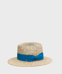 Panizza Panama hat in natural straw with turquoise band
