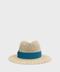 Panizza cappello Panama in paglia naturale con fascia turchese