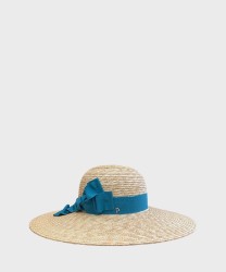 Panizza cappello in paglia a tesa larga con nastro verde
