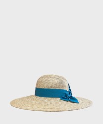 Panizza cappello in paglia a tesa larga con nastro verde