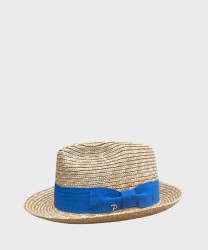 Panizza Panama hat in natural straw with blue band