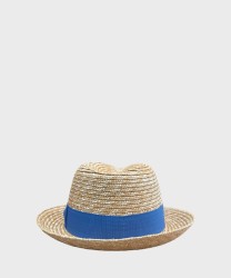 Panizza Panama hat in natural straw with blue band