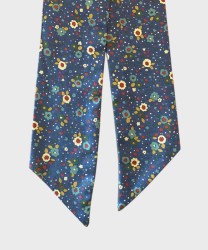 Petronius 1926 silk peau d'ange scarf tie, blue flowers