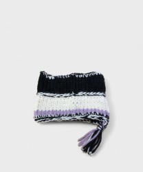 The Bridge Wool Neck Warmer with Tassel, Mauve Black