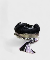 The Bridge Wool Neck Warmer with Tassel, Mauve Black