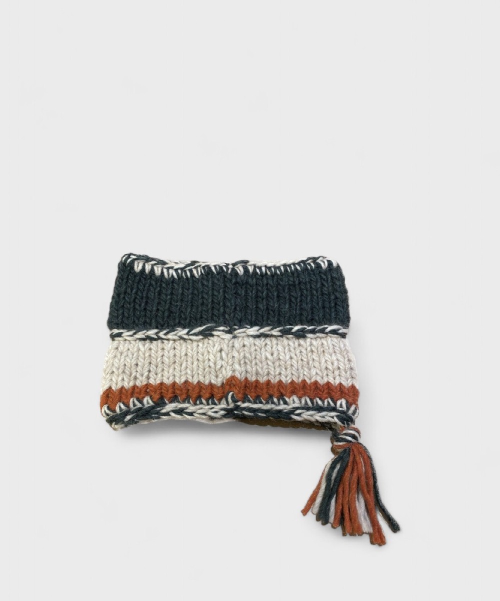 The Bridge wool neck warmer with tassel, green...