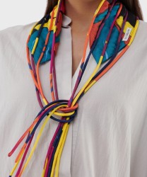 Mantero Around headband with silk cords, black pattern