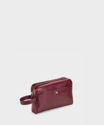 Montegrappa Signet clutch bag, burgundy saffiano leather