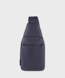 Piquadro Black Square single shoulder iPad holder, blue