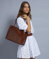 The Bridge Mirra Zip-Up Shopping Bag, Brown