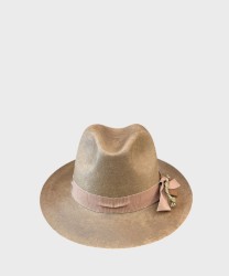 Catarzi Bowie waxed felt hat with knotted ribbon