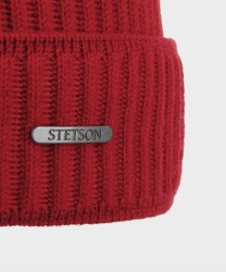 Stetson Beanie berretto in lana merino, rosso cherry