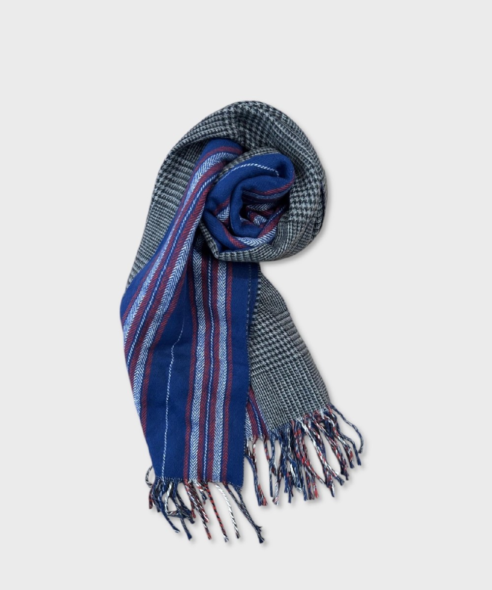 Galise acrylic stole with fringes, grey blue
