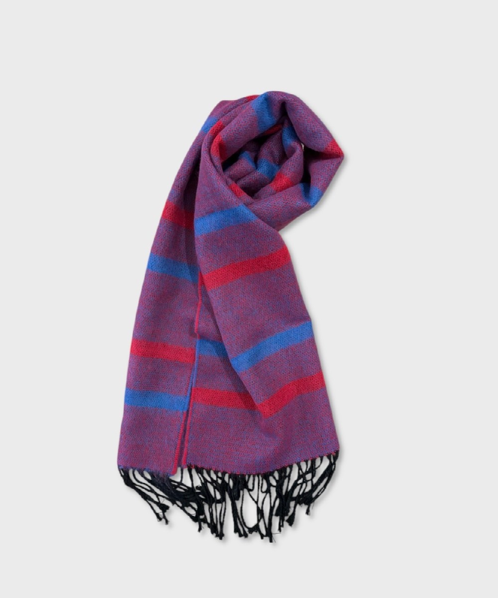 Galise double acrylic scarf with striped...